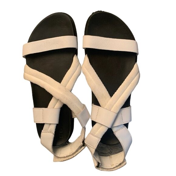 SOREL WOMEN'S ROAMING DECON LEATHER PLATFORM SANDALS SEA SALT WHITE 6.5-NICE! - Picture 7 of 9